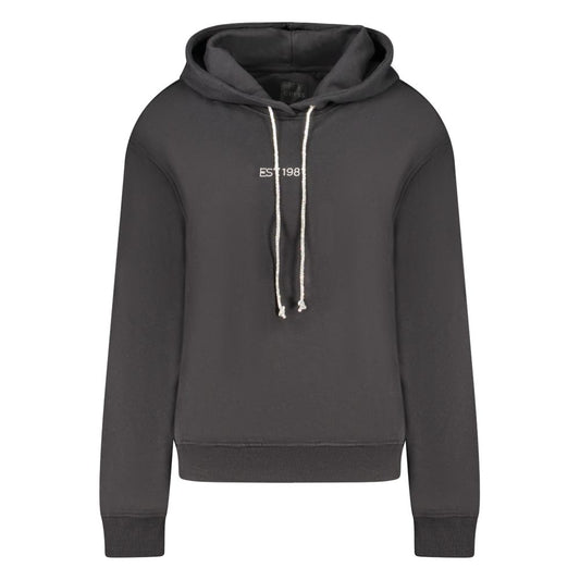 Guess Jeans Black Cotton Women Sweater with contrasting details and rhinestone embellishments, featuring iconic logo