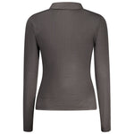Back view of Guess Jeans Black Polyester Shirt with long sleeves, Italian collar, contrasting details, and buttons.