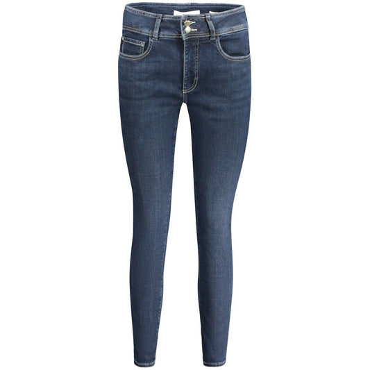 Guess Jeans Blue Cotton Women Skinny Jean, stylish and eco-friendly, featuring a figure-hugging design with contrasting details.