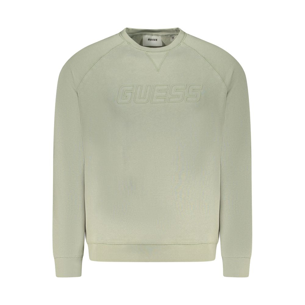 Guess Jeans Green Cotton Men Sweater - Urban chic crewneck with iconic logo, durable cotton blend, bold green color