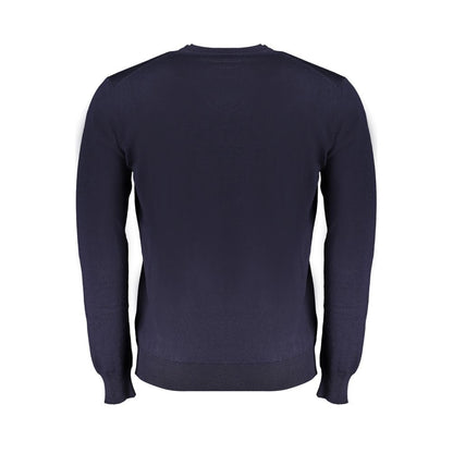 Harmont & Blaine Blue Wool Sweater, long sleeved, crew neck, jersey, featuring embroidery logo.
