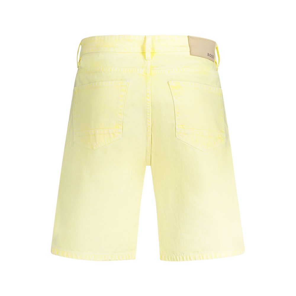 Hugo Boss Yellow Cotton Short - Anderson relaxed fit jeans short with 5 pockets and logo, back view.