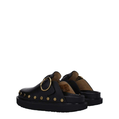 Isabel Marant Black Leather Slippers