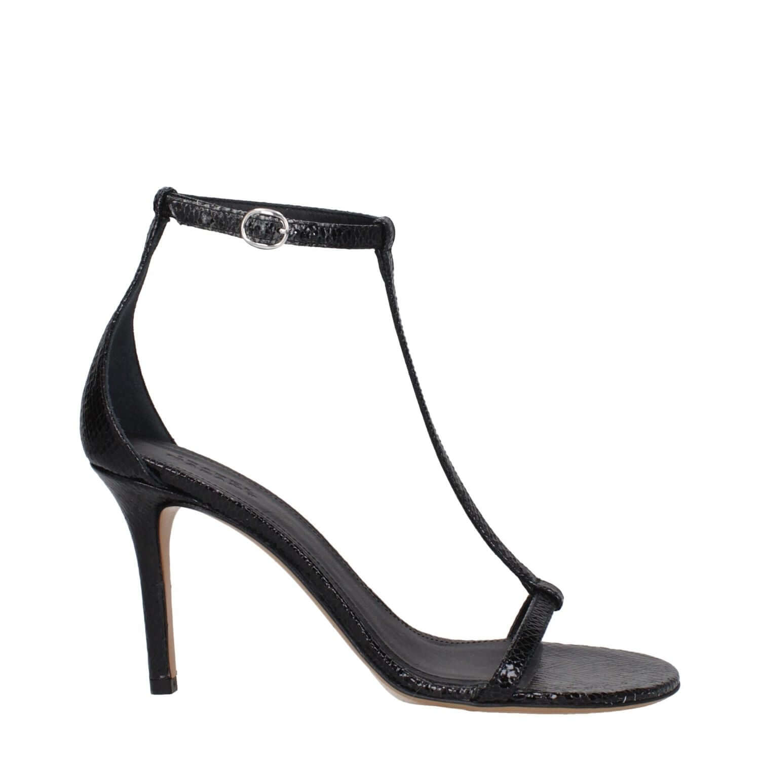 Isabel Marant Black Leather Stiletto Heel Sandals