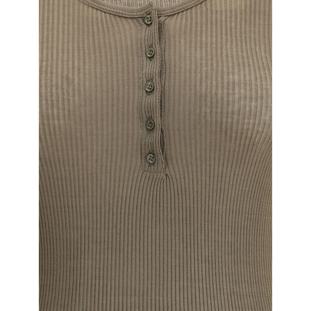 Isabel Marant Long sleeve Top with ribbed design and button closure, perfect for refined and comfortable looks.