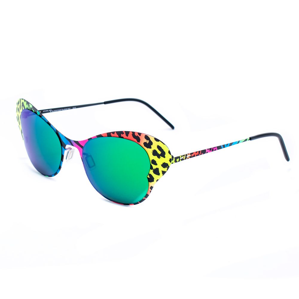 Italia Independent Multicolor Metal Sunglasses with yellow, blue, pink, and orange frames, heart-shaped design, for women.