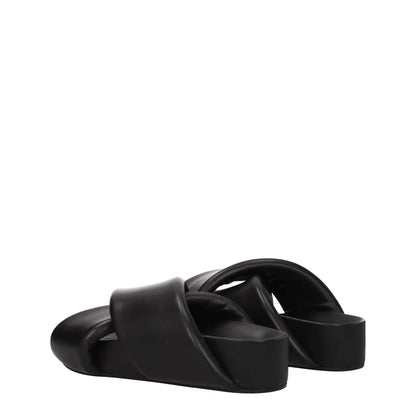 Jil Sander Black Leather Slippers