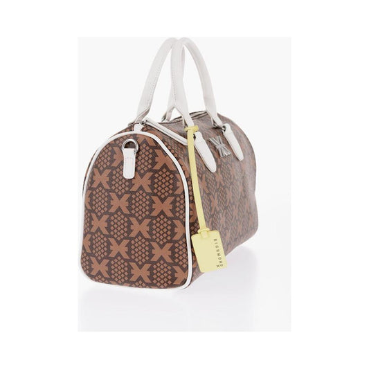 John Richmond John Richmond Printed Faux Leather NARYN Bowler Bag with Metal Logo JOP617621GD 1728,74866327712,Bags,Brown,John Richmond,New with tags,Tote Bags - Women - Bags,Women,Women - Bags