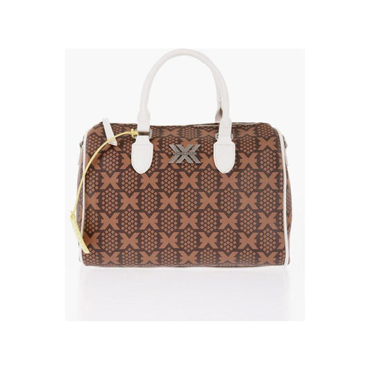 John Richmond John Richmond Printed Faux Leather NARYN Bowler Bag with Metal Logo JOP617621GD 1728,74866327712,Bags,Brown,John Richmond,New with tags,Tote Bags - Women - Bags,Women,Women - Bags