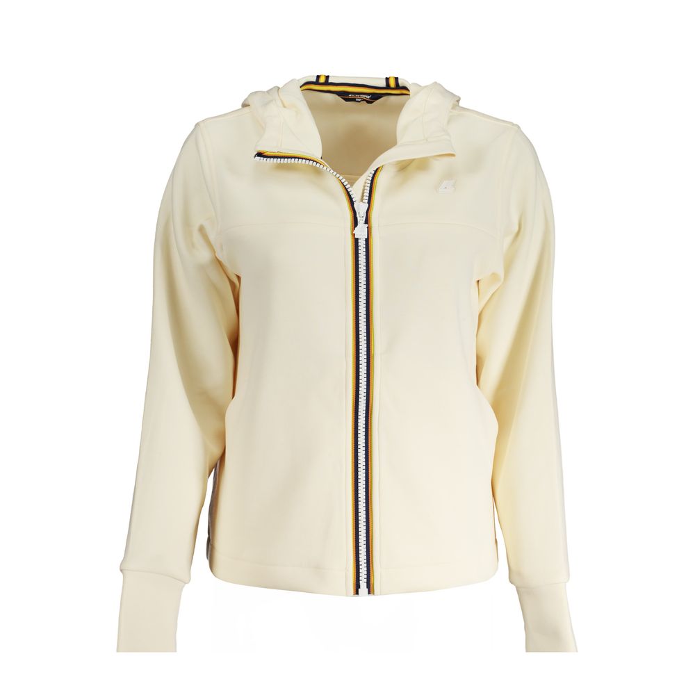 K-WAY Beige Polyester Women Sweater with hood, long sleeves, and contrast details showcasing luxury and style.