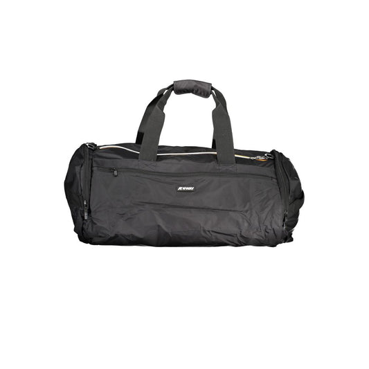 K-WAY Black Polyamide Luggage And Travel bag with adjustable strap, multiple pockets, and zip closure.