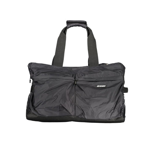 K-WAY Black Polyester Luggage And Travel bag with zip closure, dual shoulder handles, and multiple pockets.