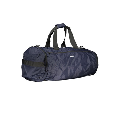 K-WAY Blue Polyamide Luggage And Travel bag with shoulder handles, adjustable strap, and multiple pockets.