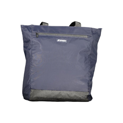 K-WAY Blue Polyester Handbag featuring 2 shoulder handles, 1 external and 1 internal pocket, zip closure, and logo design.