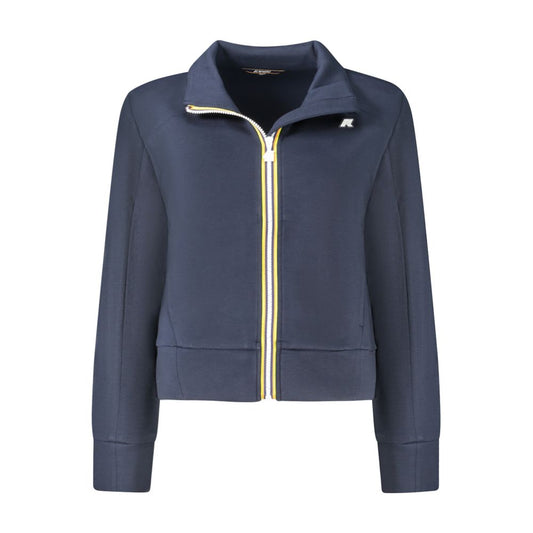 K-WAY Blue Polyester Women Sweater with zippered front and contrasting details, featuring iconic K-WAY logo.