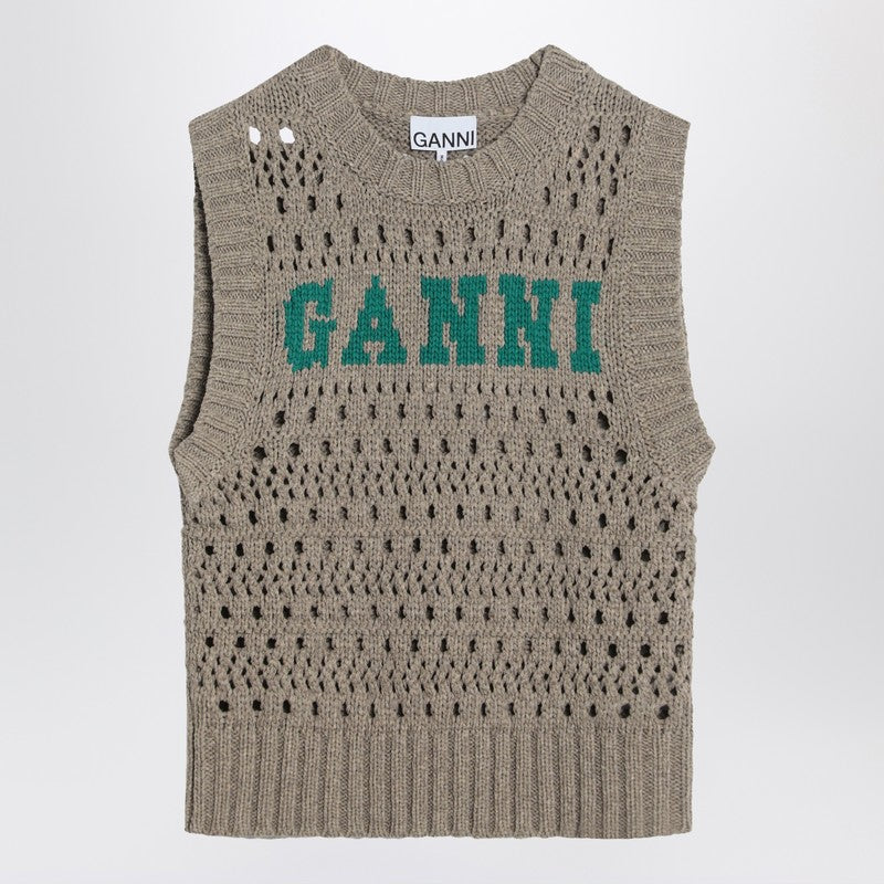 GANNI Perforated vest with logo inlay K24282709/Q_GAN-921_323