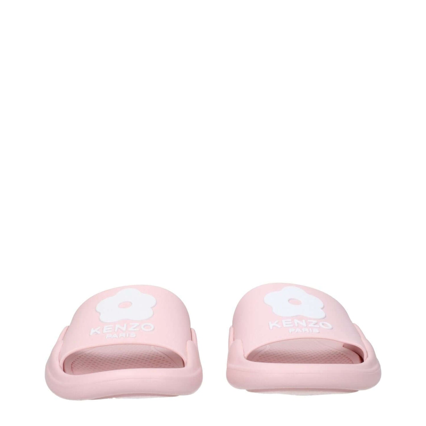 Kenzo Pink Cotton Slippers featuring a front logo, open toe, low flat heel, and rubber sole, model MPN FE52MU110P5134.