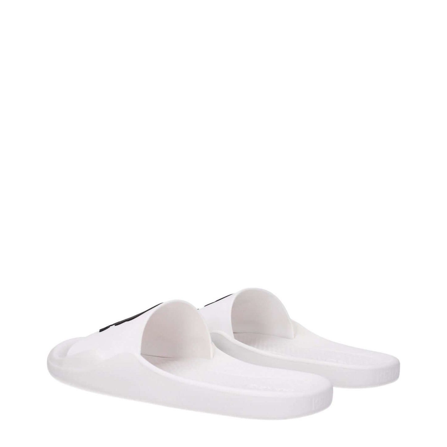 Kenzo White Cotton Slippers with open toe, rubber sole, and front logo, style code F81417, designed for casual wear.