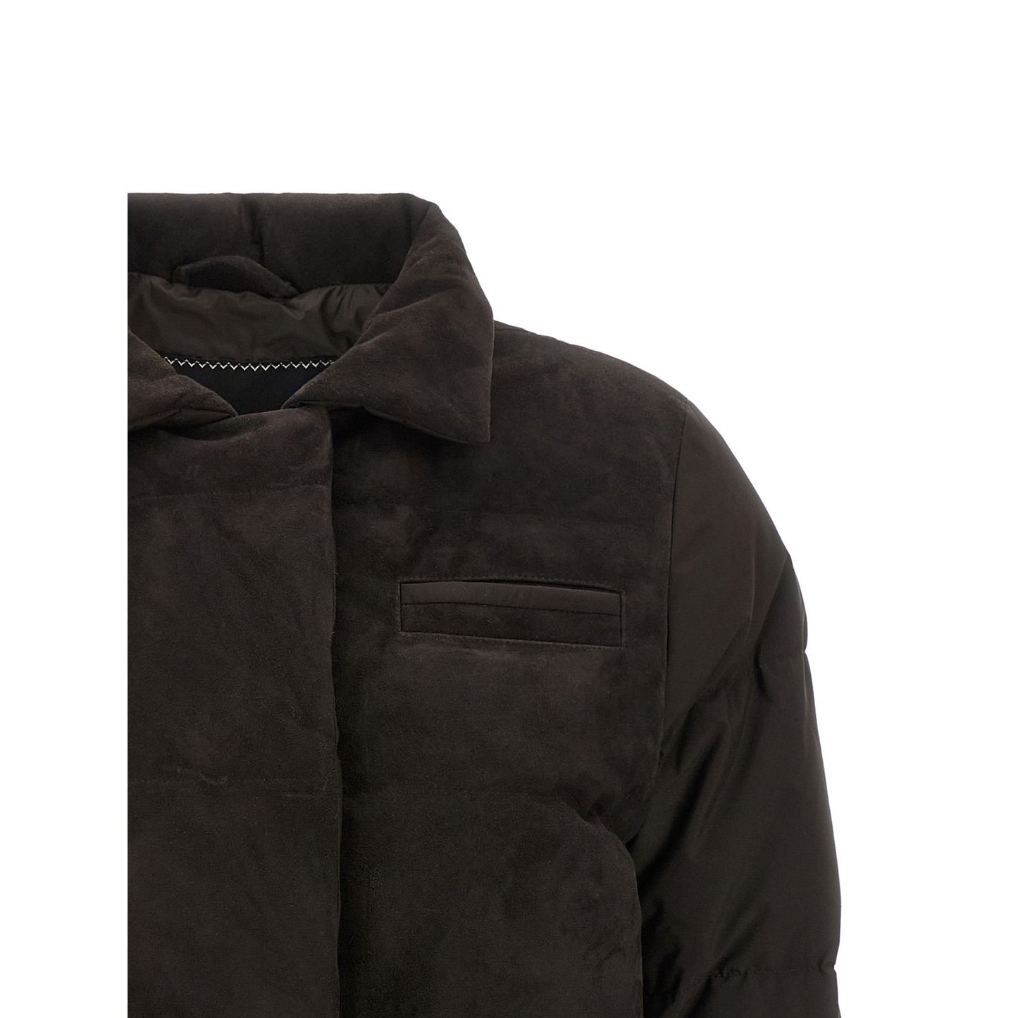 Kiton Brown Polyamide Full-Length Jacket