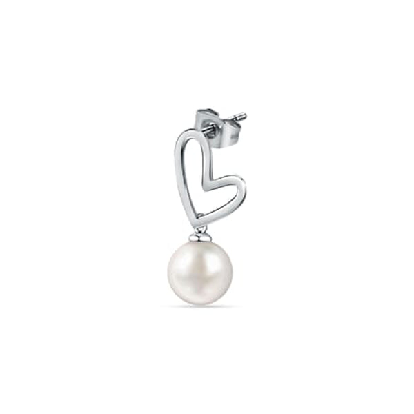 LA PETITE STORY JEWELRY Mod. LPS02AQM24 heart-shaped silver earring with pearl drop