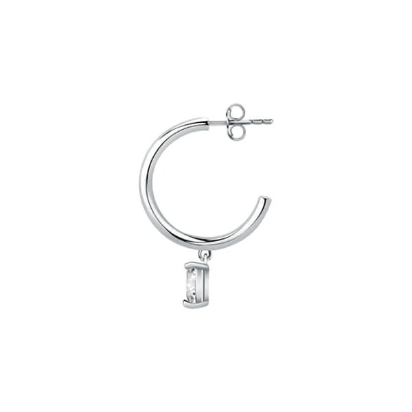 Silver hoop earring from LA PETITE STORY JEWELRY Mod. LPS02AQM26 with a subtle charm accent.