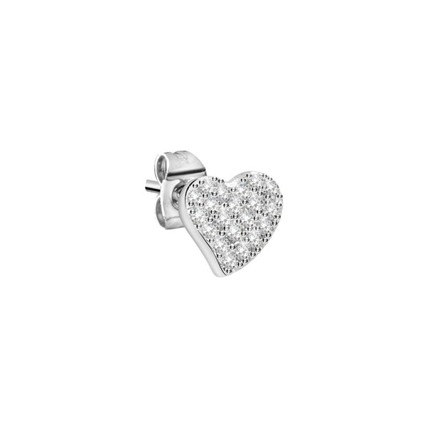 LA PETITE STORY JEWELRY Mod. LPS02ARQ11 silver heart-shaped earring with rhinestone embellishments