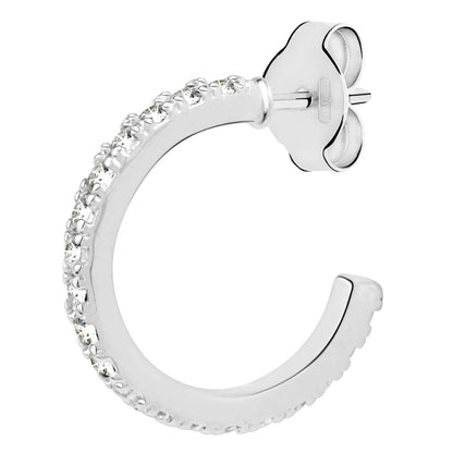 LA PETITE STORY JEWELRY Mod. LPS02ARQ25 silver hoop earring with crystals, side view