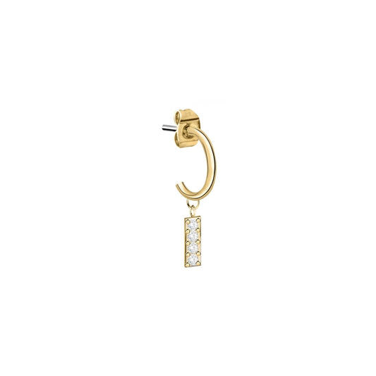 LA PETITE STORY JEWELRY Mod. LPS02ARQ60 gold hoop earring with rectangular crystal pendant