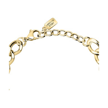 Alt Tag: Gold chain bracelet LA PETITE STORY JEWELRY Mod. LPS05ASD35 with clasp and designer label.