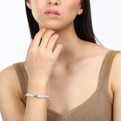 Woman wearing LA PETITE STORY JEWELRY Mod. LPS05ASD39 bracelet, showcasing delicate design and elegant style.