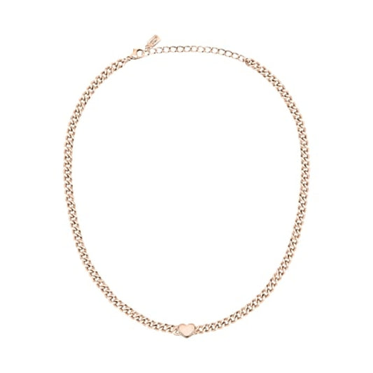 Gold chain necklace from LA PETITE STORY JEWELRY Mod. LPS10ASD10 with heart detail on white background.