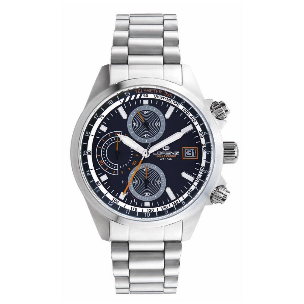 LORENZ MOD. 030253DD stainless steel wristwatch, 42mm case, quartz movement, silver, gents mineral dial, 10 ATM water resistance.