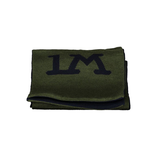 La Martina Green Polyester Scarf with logo, 20x160 cm, featuring contrast details and print.