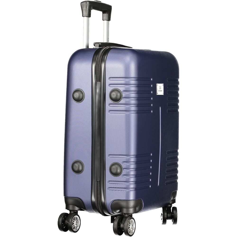 Laura Biagiotti Blue Polyethylene Luggage And Travel, small trolley with handle, 4 wheels, zipper closure, combination padlock, logo.