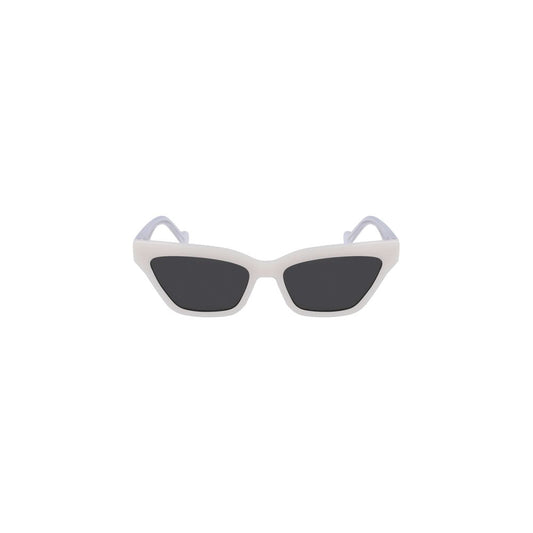 Liu Jo White Injected Women Sunglass with rectangular gray lenses, chic white frame, perfect for modern fashionable style.