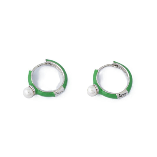 MAJORICA JEWELRY Mod. 17349.01.2.E00.000.1 green hoop earrings with pearls
