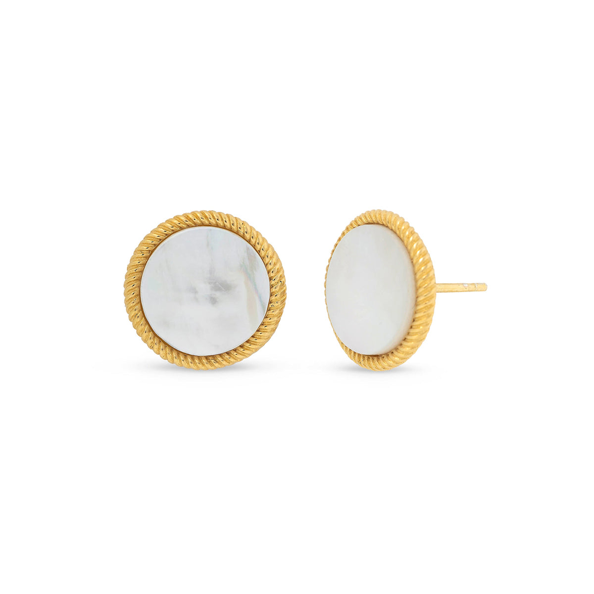 Gold and white earrings from MAJORICA JEWELRY Mod. 17785.00.1.E00.906.1 set against a white background.