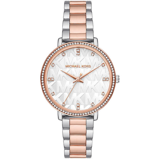 MICHAEL KORS Mod. PYPER ladies wristwatch with 38mm case in official packaging, rose and silver design.