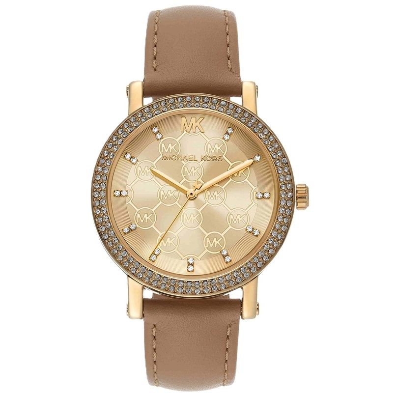 MICHAEL KORS WATCHES Mod. MK2986, gold case, quartz movement, leather strap, ladies wristwatch, water resistant, official packaging