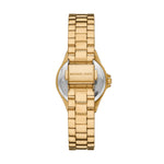 Back view of gold-tone MICHAEL KORS WATCHES Mod. MK7394 wristwatch with stainless steel strap and quartz movement for women.