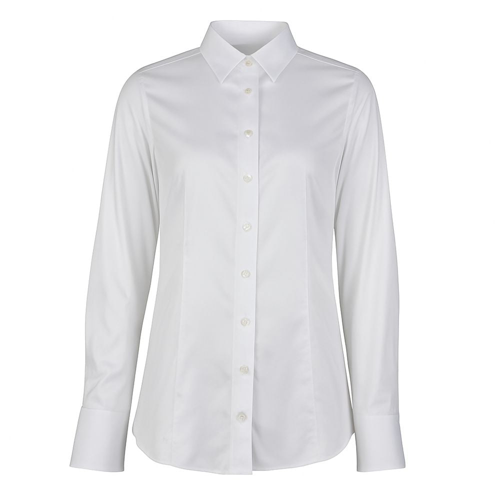Made in Italy White Cotton Women's Shirt with a crisp collar and sleek button closure.