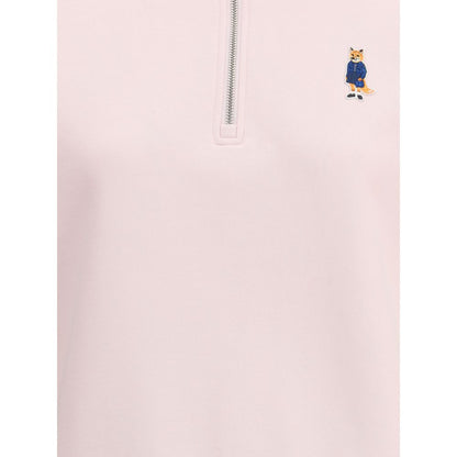 Maison Kitsuné Multicolor Cotton Sweatshirt with dressed fox patch and zipper, ribbed collar and cuffs for comfort and style.