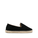 Manebí MANEBI Flat shoes Black suede espadrilles with round toe and braided raffia sole, slip-on style.