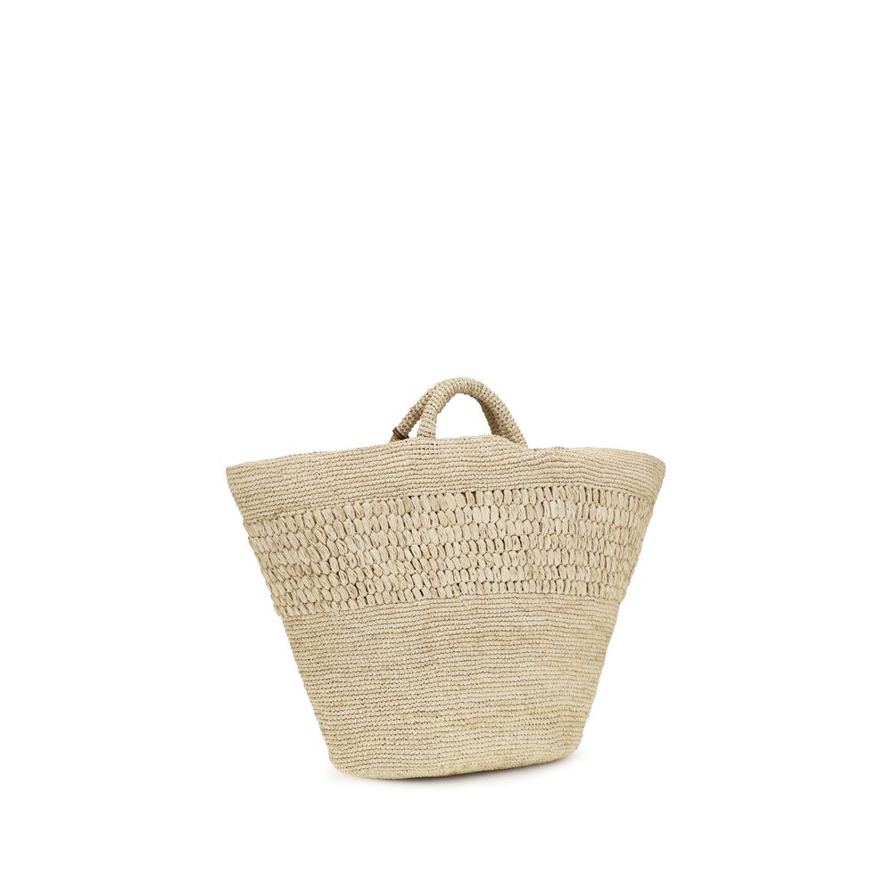 Manebi Beige Raffia Handbag