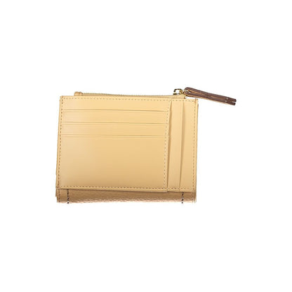 Mario Valentino Beige Polyethylene Women Wallet with multiple compartments and zip closure, showcasing elegant and functional design.
