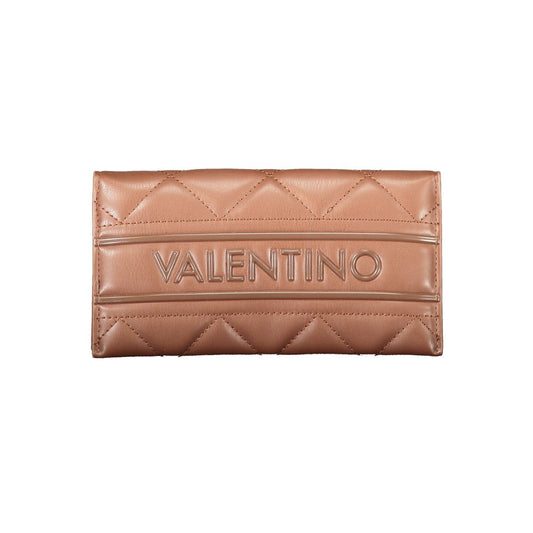 Mario Valentino Brown Polyethylene Women Wallet with dual-compartment and quilted design.