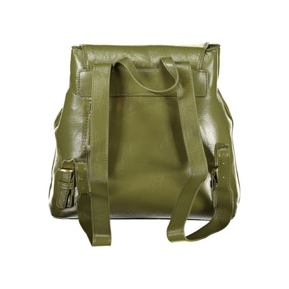 Mario Valentino Green Polyethylene Backpack with adjustable straps, external back pocket, and logo
