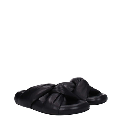 Marni Black Leather Slippers