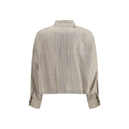 Max Mara Beige Silk Pattern Shirt