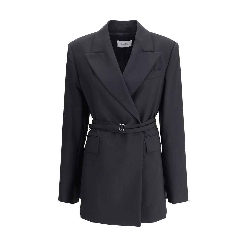 Max Mara Black Fleece Wool Full-Length Jacket